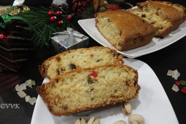 eggless tutti frutti nut loaf | xmas special