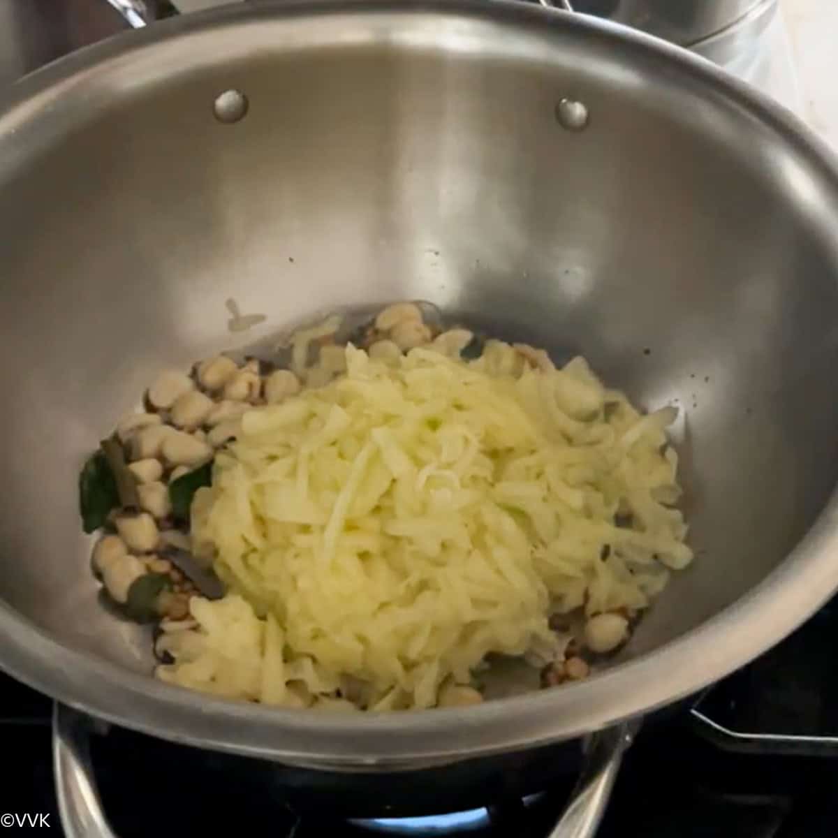 adding the grated mango