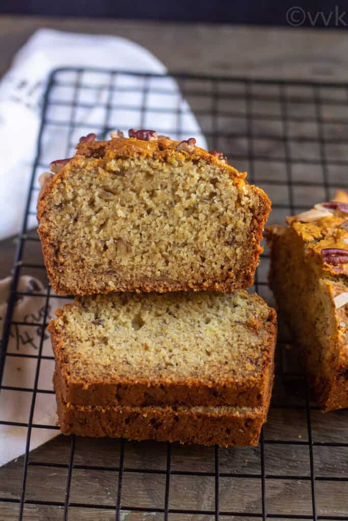 Vegan Banana Bread | Eggless Banana Walnut bread