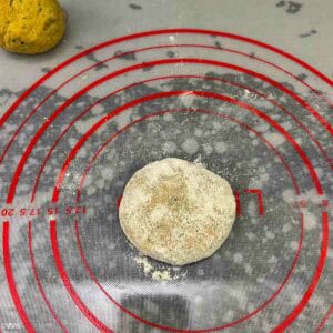 dusting the flour