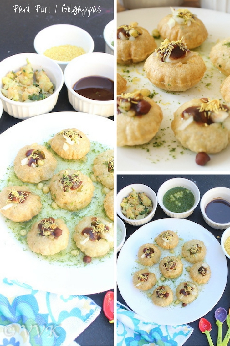 Pani Puri or Golgappas collage of three images with the text title on top