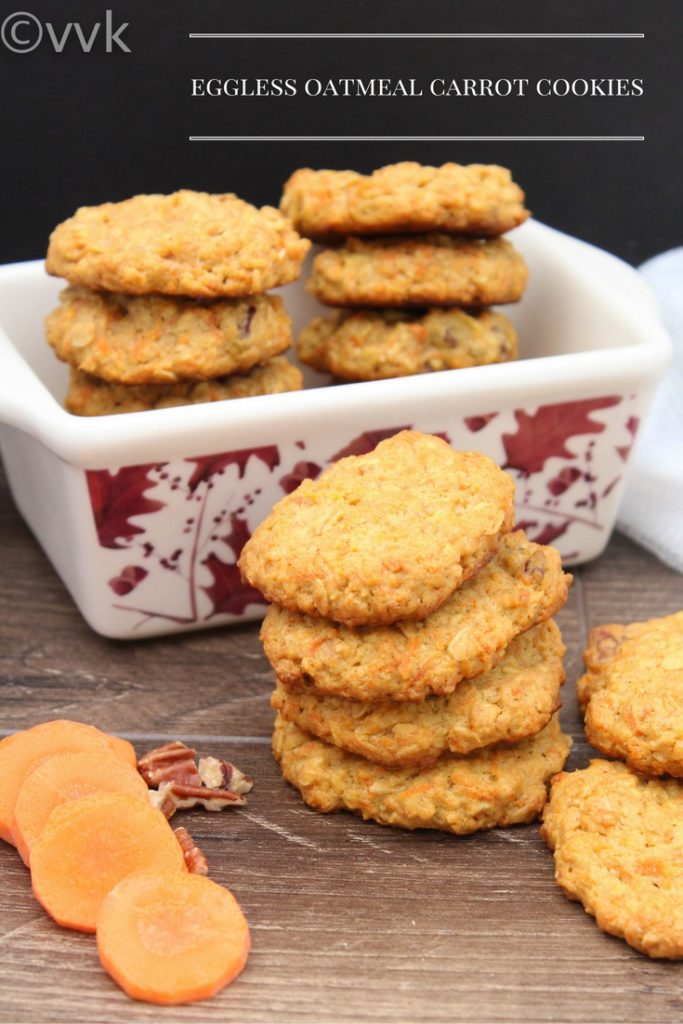 Eggless Oatmeal Carrot Cookies