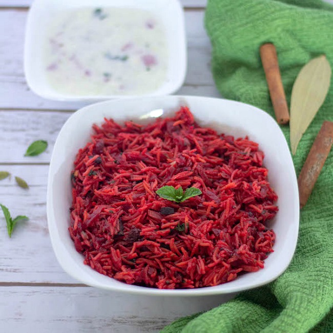 Instant Pot Beetroot Rice | Beets Pulav