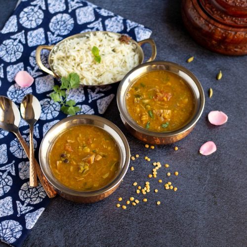 tender jackfruit curry in brasswares