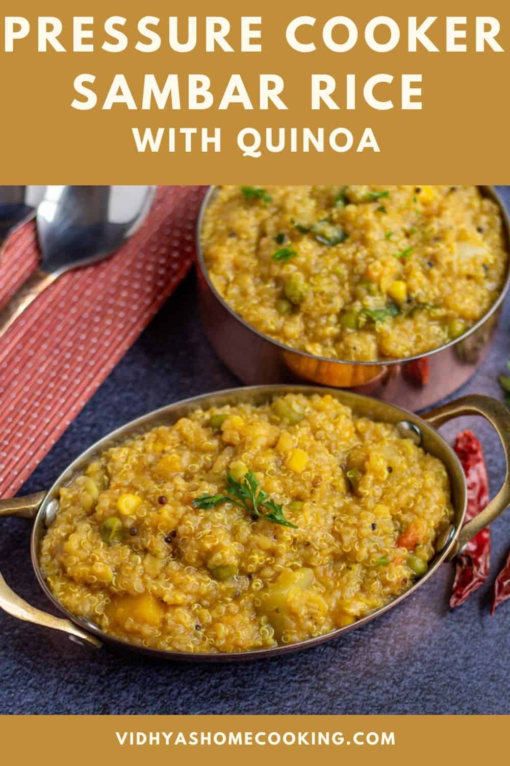 Pressure Cooker Sambar Rice | Quinoa Sambar Sadham