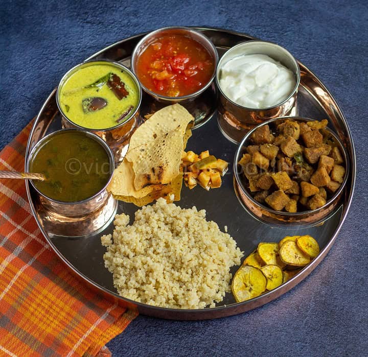 South Indian Vegetarian Lunch Menu Ideas Mor Kuzhambu And Yam Roast Thali