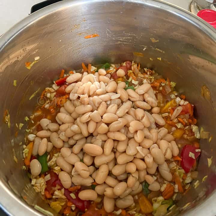 adding the beans
