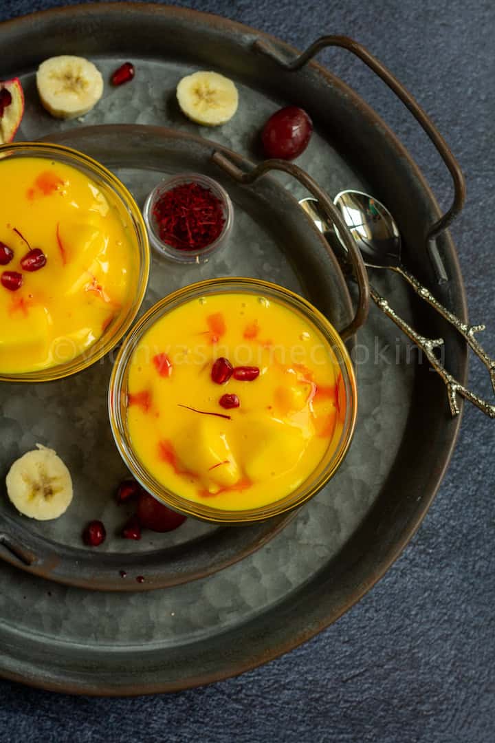 Microwave Fruit Custard | Eggless Fruit Custard Recipe