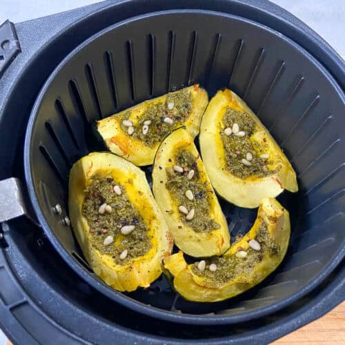 Air Fryer Acorn Squash | Roasted Acorn Squash with Pesto - Vidhya’s Vegetarian Kitchen