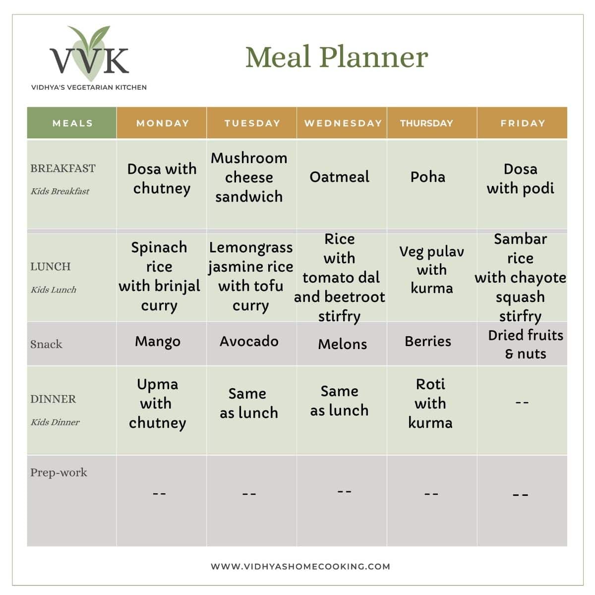 Easy Instant Pot Vegetarian Meal Plan - Vidhya’s Vegetarian Kitchen