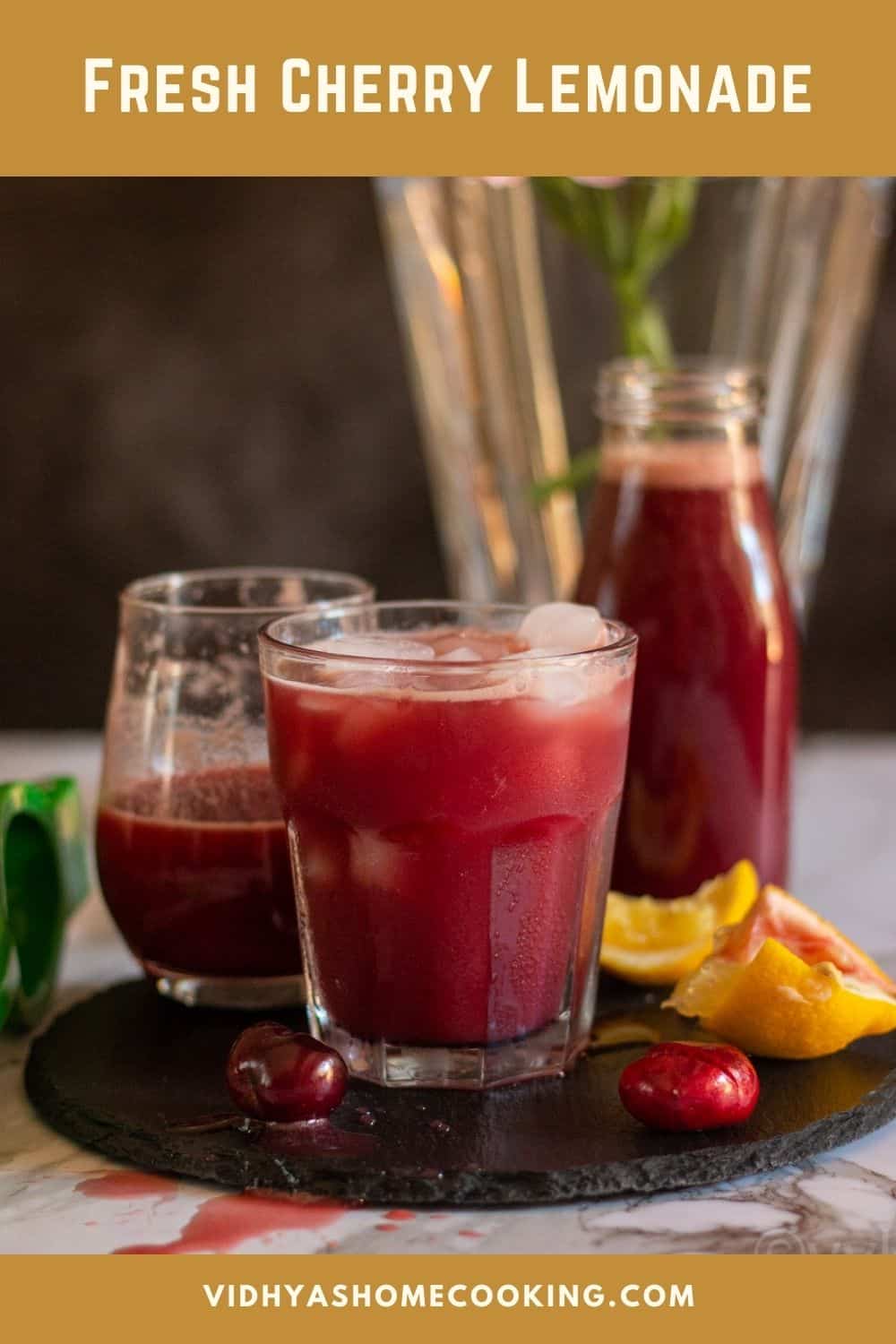 Fresh Cherry Lemonade with Lychee - Vidhya’s Vegetarian Kitchen