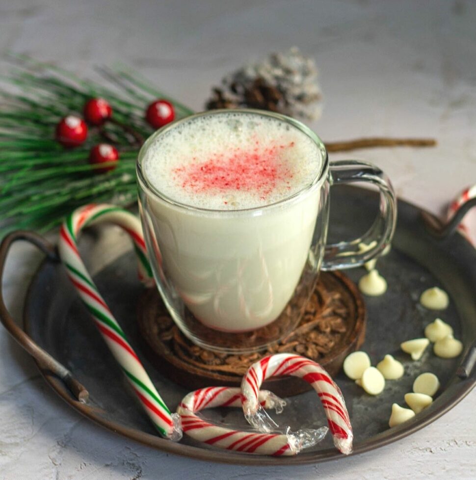 Homemade Peppermint White Hot Chocolate - Vidhya’s Vegetarian Kitchen