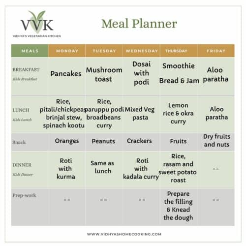 Indian Vegetarian Meal Planner - Vidhya’s Vegetarian Kitchen