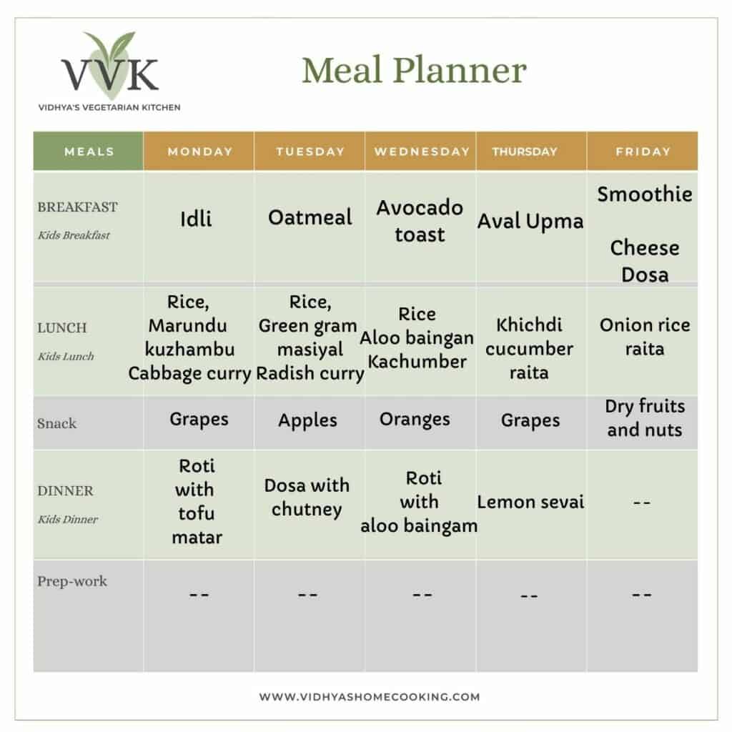 5-Day Vegetarian Meal Planner
