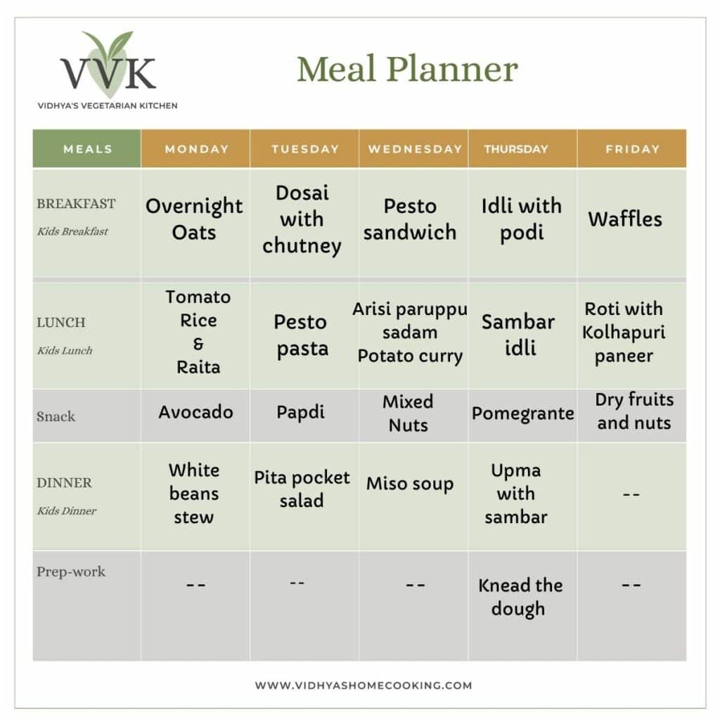 Vegetarian Meal Planner - Vidhya’s Vegetarian Kitchen