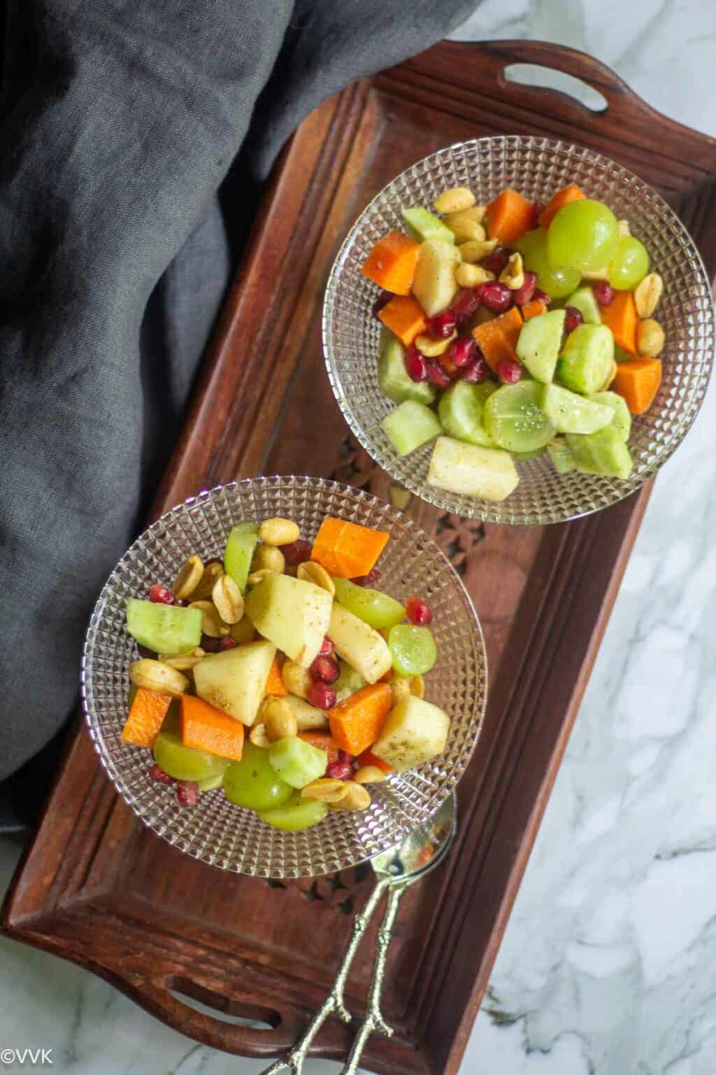 Fruit Chaat With Veggies And Roasted Peanuts - Vidhya’s Home Cooking