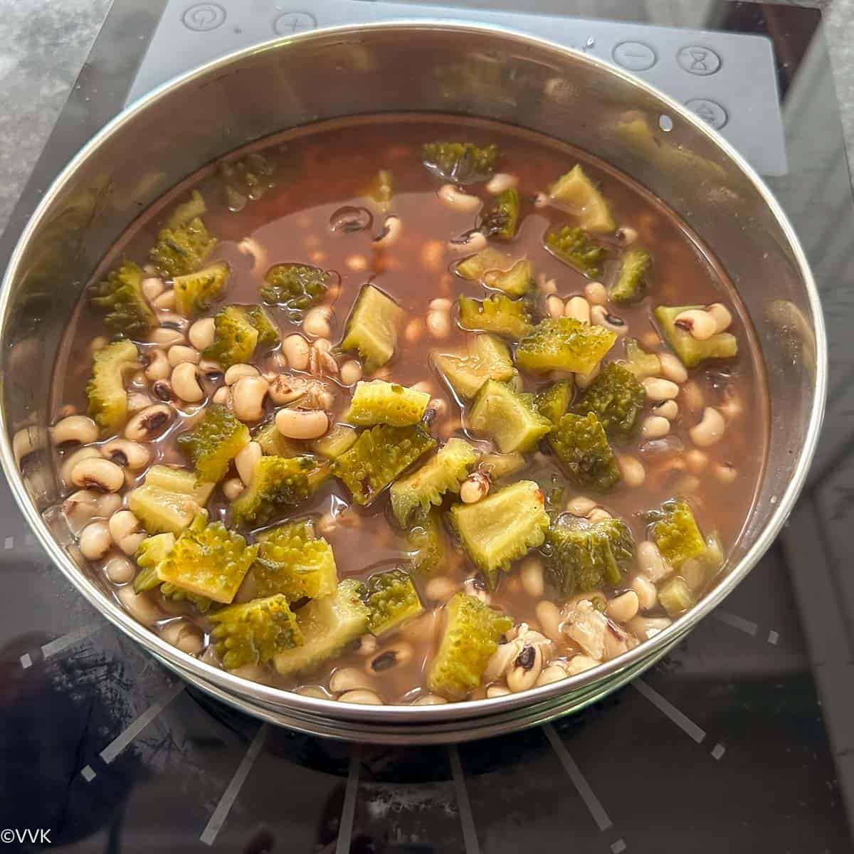 bitter gourd mixed with tamarind paste