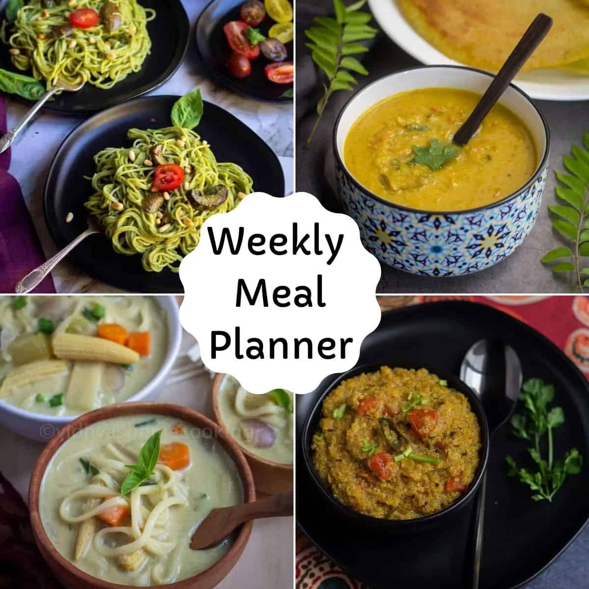 square image of weekly meal planner with dishes from this week