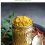 kollu rasam podi with text overlay for pinterest