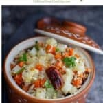 carrot radish stir fry with text overlay for pinterest