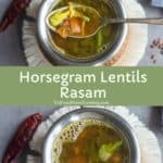 collage of kollu rasam for pinterest