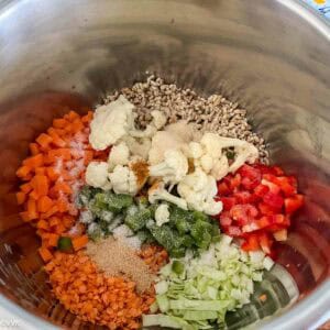 adding all the ingredients to Instant Pot