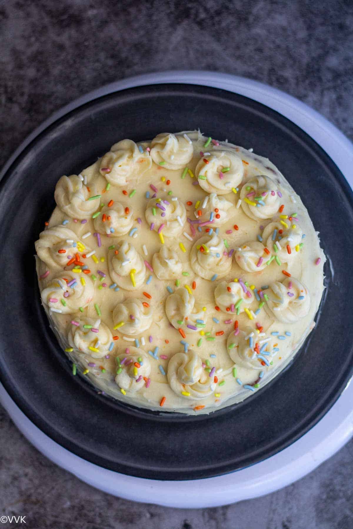 Decored eggless carrot cake