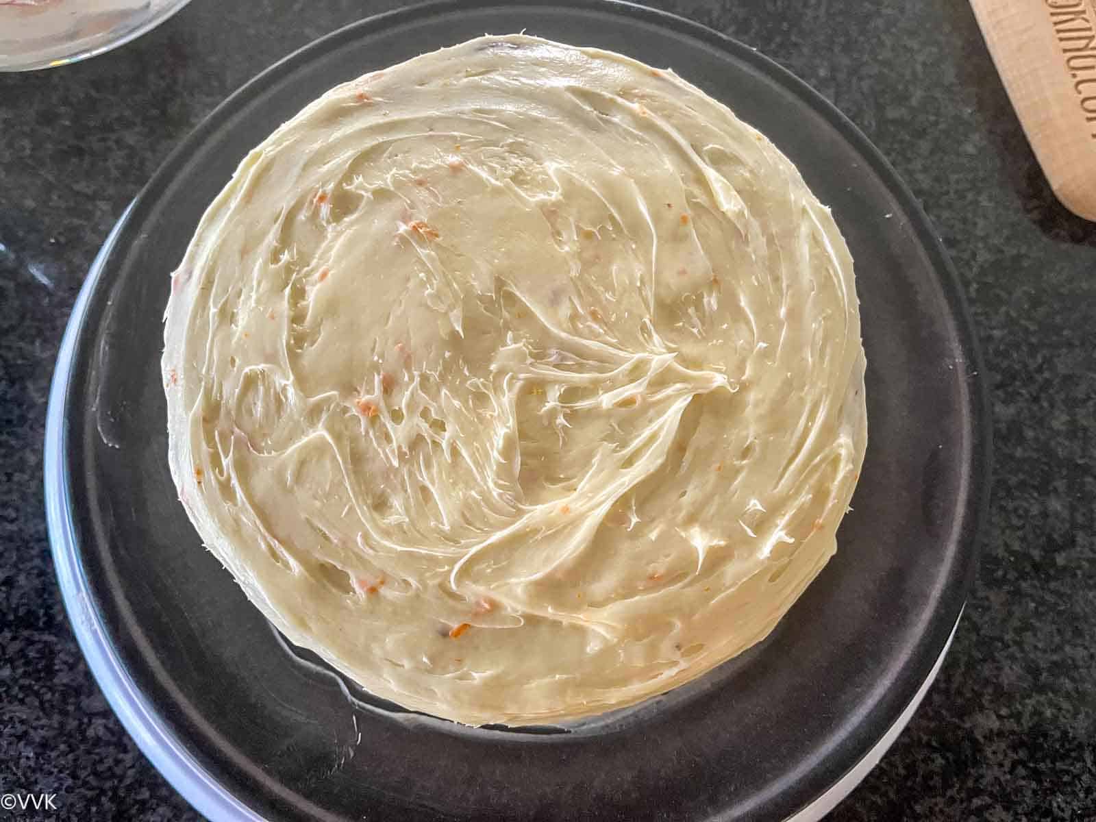 cake covered with butter frosting