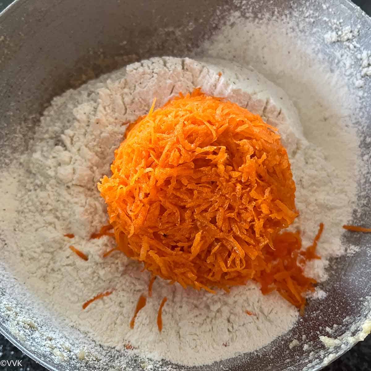 adding carrots and walnuts